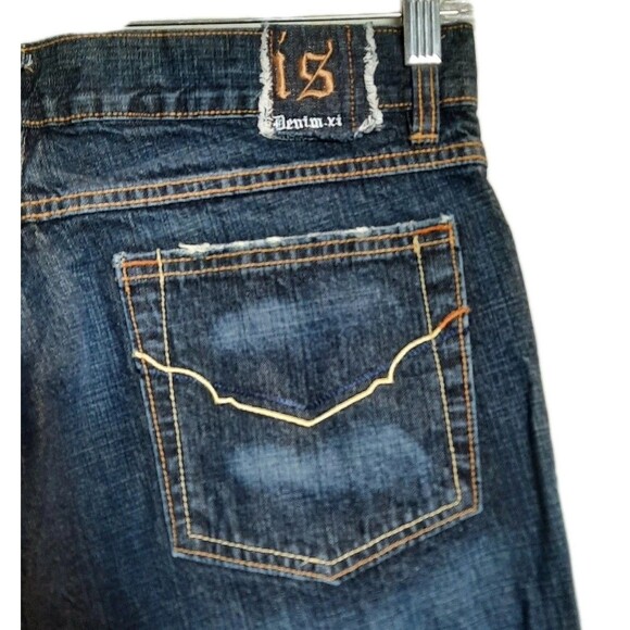 Vintage Y2K Interstate Baggy Wide Leg Blue Denim Distress Jeans Men Size 34 x 32 - Picture 4 of 8